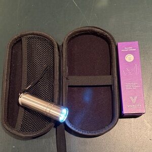 Travel items - Stainless Steel Pocket Straw Kit, Black Case, mini flashlight